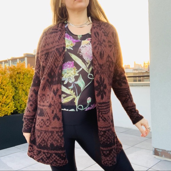 Gerry Weber Edition Ditsy Duster Wool Northern Pattern Long Coat Cardigan - Picture 3 of 15